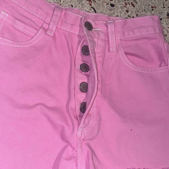 J. Galt Shanghai Jean Shorts Women's Small Pink Button Fly Frayed Hem High Rise - Picture 2 of 4